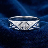 Mens Diamond Cross Ring 14K White Gold