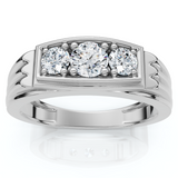 3/4ct Diamond Mens 14K White Gold Wedding Ring