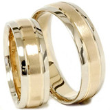 Gold Matching His Hers Two Tone Wedding Ring Band Set