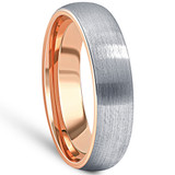 Men's Brushed Tungsten & Rose Gold Plated Two Tone 6mm Ring Wedding Band
