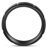 Black Titanium Mens Comfort Fit Brushed Grooved Polished Edge Wedding Band 7MM
