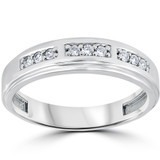 1/4Ct Mens Diamond Wedding Ring 10k White Gold