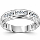 1/4Ct Mens Diamond Wedding Ring 10k White Gold