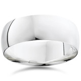 Men's 8mm Dome High Polished Wedding Band Ring 10K White Gold