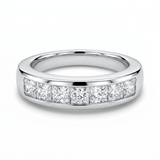 1 Ct Princess Cut Channel Set Diamond Wedding Ring 14K White Gold