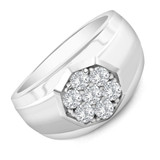 1 Ct Diamond Ring Men's Cluster Hexagon Band in 10k White or Yellow Gold