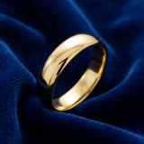 5mm Dome High Polished Wedding Band 14K Yellow Gold