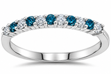 1/4ct Blue & White Diamond Anniversary Ring 14K White Gold