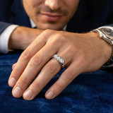 VS 1Ct Three Stone Diamond Men's Ring Channel Set Band Lab Grown in Gold