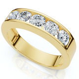 14K Yellow Gold Mens 1 1/4ct Diamond Wedding Ring Channel Set High Polished Band