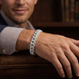 Men's 14k Gold (80gram) or Platinum (135gram) 12.5mm Diamond Cuban Bracelet 8.5"