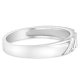 1/10ct Real Diamond Men's High Polished Wedding Ring 14K White Gold