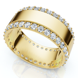 1Ct Lab Grown Diamond Ring Mens Textured Wedding 8mm Band White or Yellow Gold