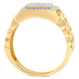 1/3Ct TW Diamond Men's Chain Cuban Link Ring 10k Yellow Gold 9mm Wide