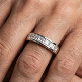 1 1/2 Ct Lab Grown Princess Cut Men's Channel Set Diamond Wedding 14K Ring
