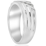 Mens 1/2ct Diamond Wedding Ring Three Row Polished Channel Set Band white Gold Mens 1/2ct Diamond Wedding Ring Three Row Polished Channel Set Band white Gold