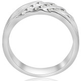 Mens 1/2ct Diamond Wedding Ring Three Row Polished Channel Set Band white Gold