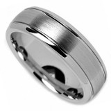 7mm Brushed Mens Wedding Band 14K White Gold