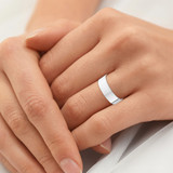 14K White Gold Plain 5mm Comfort Fit Wedding Band High Polished Flat