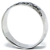 Mens 7mm 14K White Gold Polished Hammered Wedding Ring Band