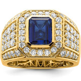 4 1/2Ct TW Men's Created Sapphire & Lab Grown Diamond Ring in 10k Yellow Gold 4 1/2Ct TW Men's Created Sapphire & Lab Grown Diamond Ring in 10k Yellow Gold