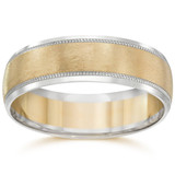 Mens 14k White & Yellow Gold Two Tone Wedding Band Ring