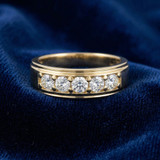 VS 1 Ct Diamond Ring Mens High Polished Solid Yellow Gold Wedding Band Lab Grown