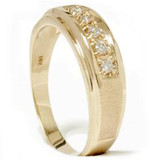 Mens 1/6ct Yellow Gold Diamond Wedding Ring Band