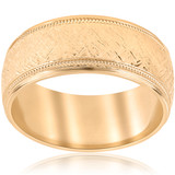 10k Yellow Gold Men's Comfort-Fit Wedding 8MM Band With Etched Finish