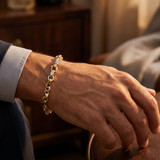 Men's Designer Seed & Rolo Link 14k Gold (37gram) or Platinum (59gram) 7mm Bracelet 8.5"