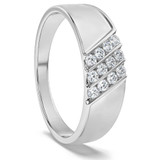 1/5Ct Multi Row Men's Diamond Polished Ring in White, Yellow, or Rose Gold