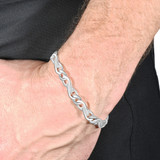 Men's Solid Fancy Figaro 14k Gold (31grams) or Platinum (51gram) Two Tone 8mm Bracelet 8.25"