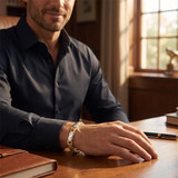 Men's Designer Figaro Link 14k Gold (39gram) or Platinum (64gram) 8.5mm Link Bracelet 8.5"