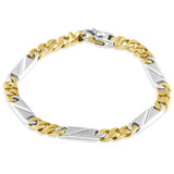 Men's Figaro link 14k Gold (22gram) or Platinum (36gram) 6mm Bracelet 8.5"