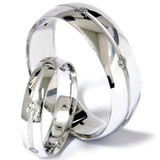 His & Hers 1/3CT Diamond Matching Wedding Band Set Solid 14K White Gold