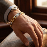 Men's Figaro 14k Gold (44gram) or Platinum (71gram) 9mm Link Bracelet 8.25"