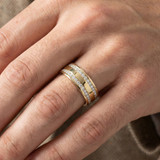 Mens 1 3/8Ct Diamond Eternity Ring 10k Yellow Gold Double Row High Polished