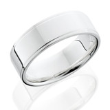 Men's 6MM Wide Flat Step Cut Wedding Band Solid 14K White Gold