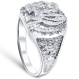 Mens Diamond American Eagle Ring 10K White Gold