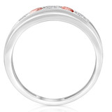 1 Ct T.W. Pink & White Lab Grown Diamond Mens Wedding Ring 5-Stone White Gold