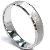 Mens 5mm Ring 10k White Gold Hammered Wedding Band