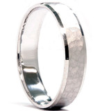 Mens 5mm Ring 10k White Gold Hammered Wedding Band