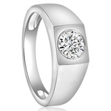 1 ct Solitaire Diamond Mens Wedding Ring 14k White or Yellow Gold Enhanced