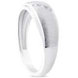 Mens 1/10ct White Gold 3 Stone Diamond Ring 10k Brushed Wedding Anniversary Band