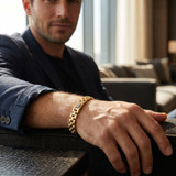 Men's Attached Round 14k Gold (34gram) or Platinum (55gram) 7.5mm Link Bracelet 8.5"