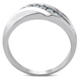 Mens 14K White Gold 1/4ct Diamond Wedding Ring High Polished Smooth Band