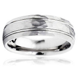 Hammered 6mm Mens Wedding Band 10K White Gold