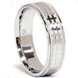 Mens 14k White Gold Hand Made Wedding Ring Band New