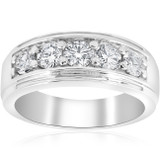 1 ct Mens Diamond Five Stone Wedding Ring Platinum