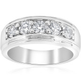 Platinum 1 ct Mens Diamond Ring Five Stone Wedding Polished Band Jewelry